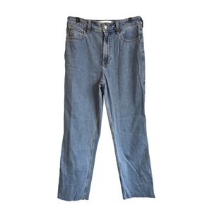 🆕️‎ NWT Hollister Ultra High-Rise 90s Straight Jeans Medium Wash Raw Hem 8R W29